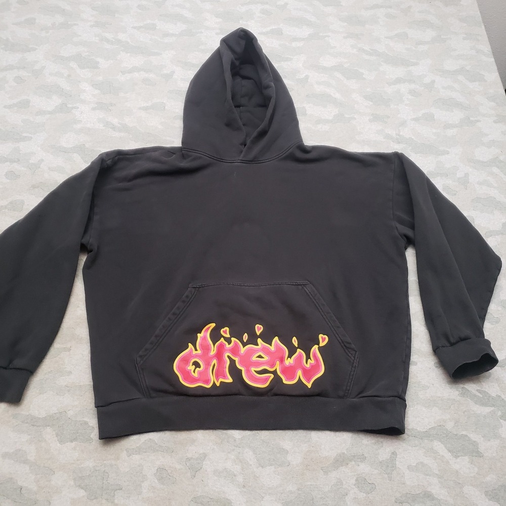 Drew House Sweatshirt Mens XL Black Pullover Hoodie Pocket Fleece